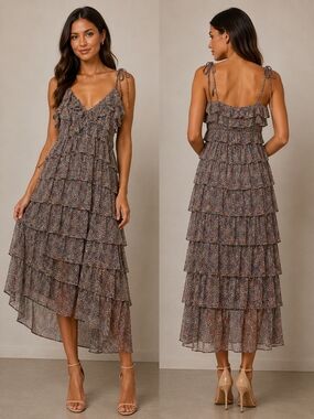 Revolve Tularosa Tatum Sleeveless Ruffle Midi Dress - Julian Floral NWT Sz. S